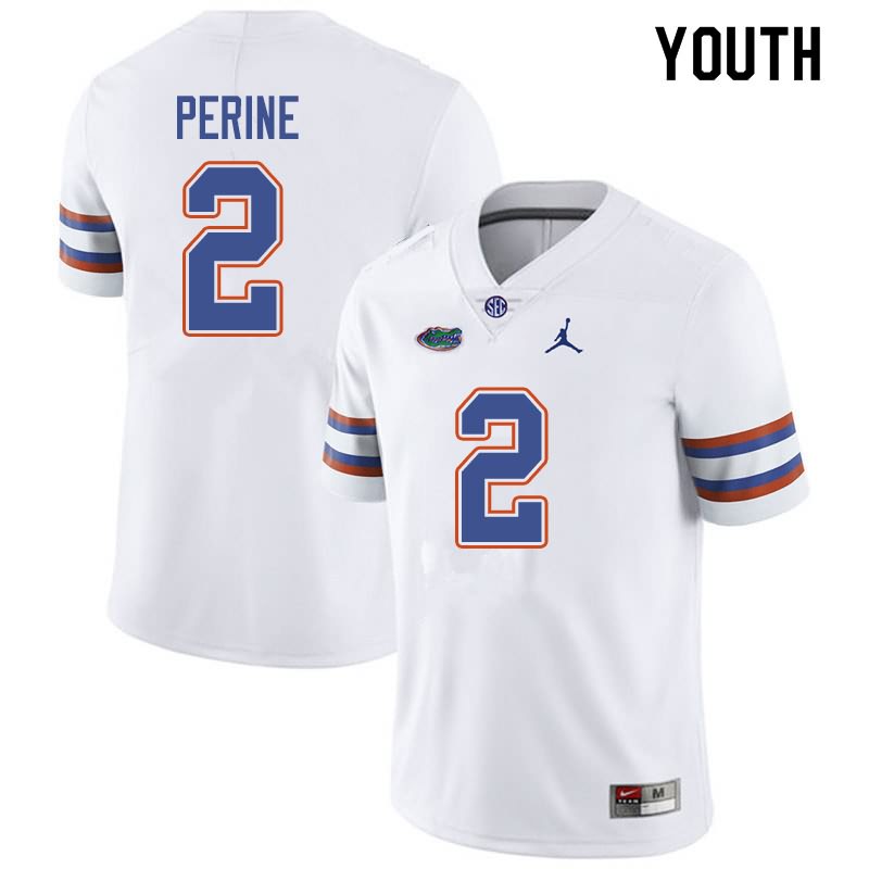 Youth NCAA Florida Gators Lamical Perine #2 Stitched Authentic Jordan Brand White College Football Jersey KPU1065FP